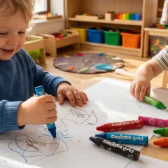 Dwóch maluchów odkrywa świat kolorów, rysując kredkami Carioca Baby. To ich pierwsze artystyczne przygody!