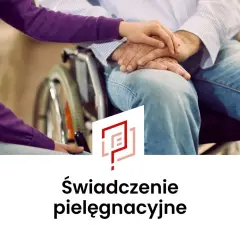 Dłoń młodej osoby na dłoni starszej, siedzącej na wózku. To obraz wsparcia i troski, który pokazuje, do czego wlicza się świadczenie pielęgnacyjne.