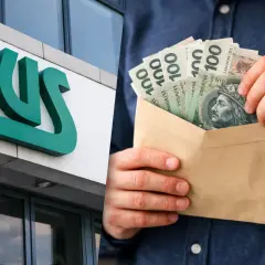 ZUS i koperta z pieniędzmi, być może wypłata 800plus.