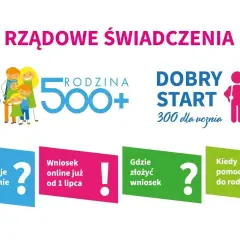 Rodzina 500+ i Dobry Start 300 dla ucznia. Informacje o świadczeniach, wnioskach i terminach.