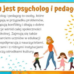 Psycholog i pedagog wspierają dzieci w przedszkolu, rozwiązując problemy i dbając o dobre relacje.