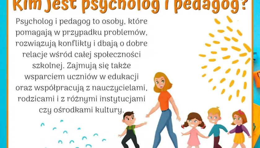 Psycholog i pedagog wspierają dzieci w przedszkolu, rozwiązując problemy i dbając o dobre relacje.