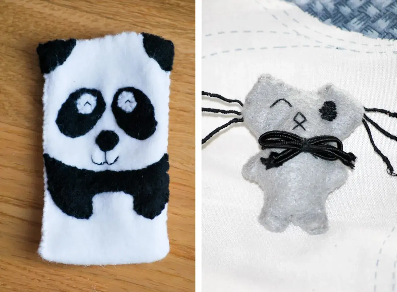 Urocze prezenty z papieru: pluszowa panda i kotek z kokardką.