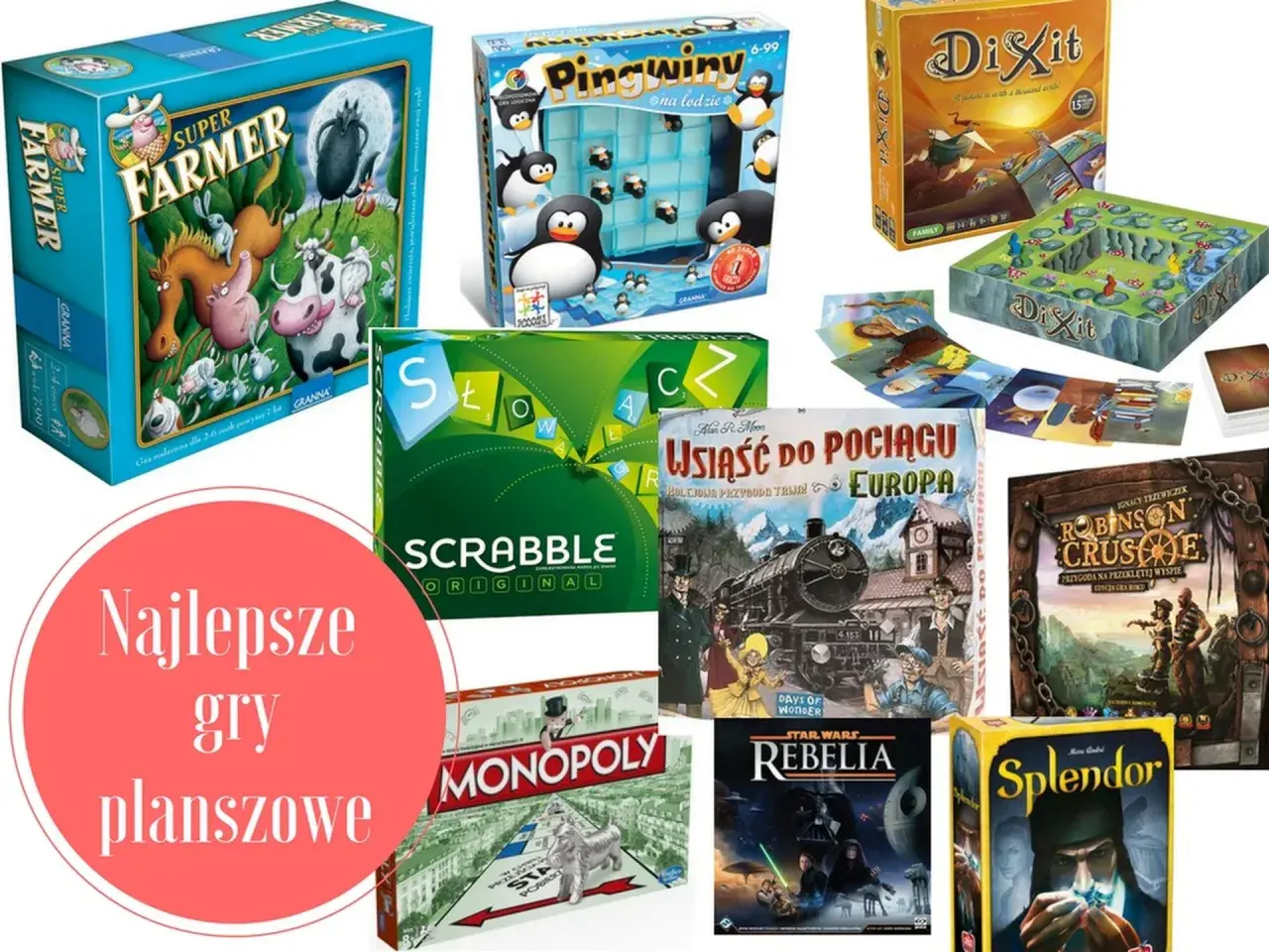 Super Farmer, Dixit, Scrabble, Monopoly, Rebelia i Splendor – to najlepsze gry planszowe dla dzieci i całej rodziny.